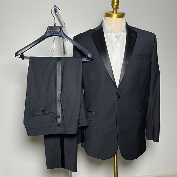 Brooks Brothers Tuxedo Suit Mens 41R W32 L30 Black Solid Explorer Regent Fit